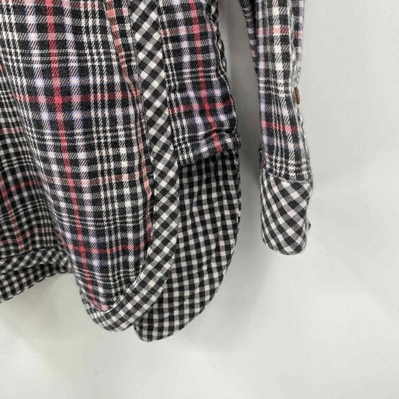 J Jill Button Front Shirt Womens Small Black White Red Plaid 100% Cotton Flannel - Picture 4 of 5
